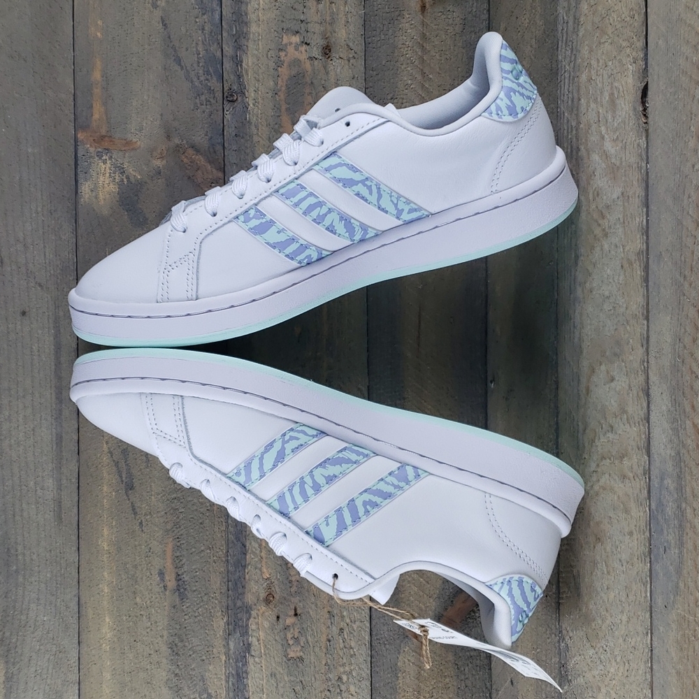 adidas Grand Court Women's Shoes Sneakers White Halo Mint - Picture 8 of 9
